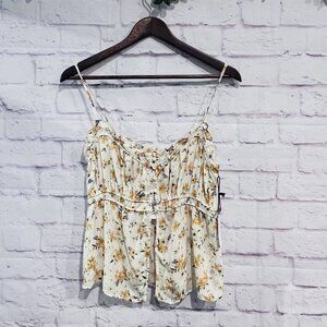 ASTR The Label‎ Ruched Babydoll Ruffle Floral Print Cami Top Small New Casual